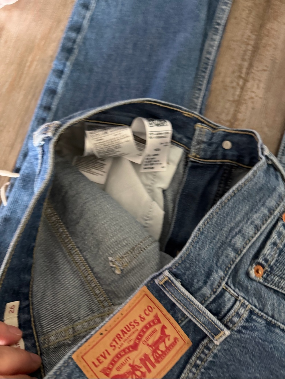 Levi’s Low Pro Straight Blue Distressed Jeans - Picture 7 of 10